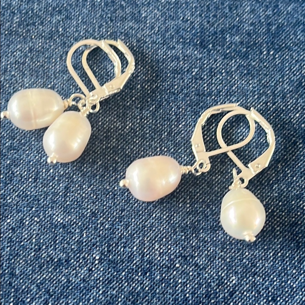 Genuine freshwater pearl drop earrings
